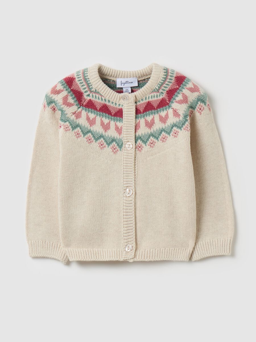 Cardigan with jacquard geometric design_0