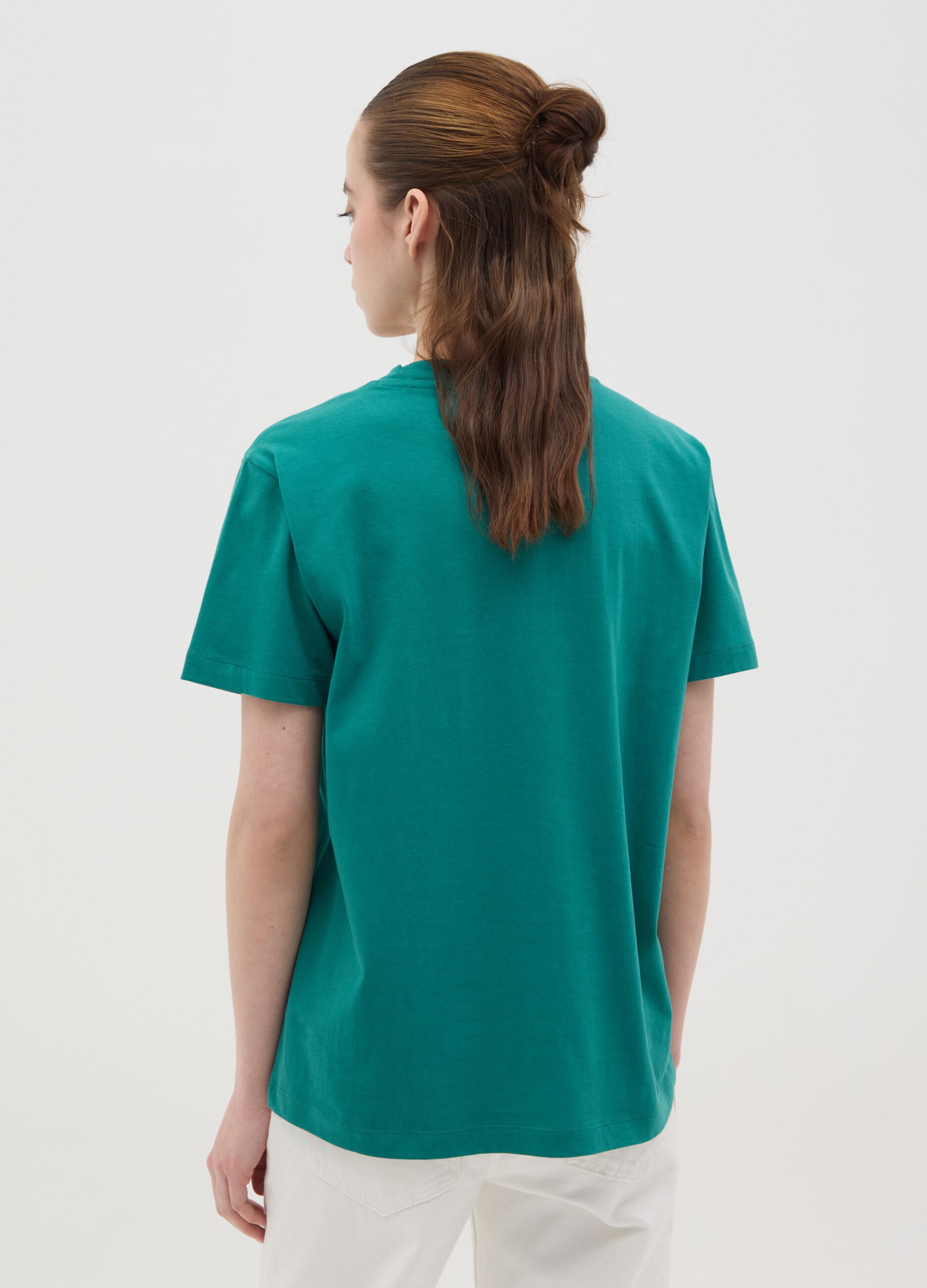 Green cotton T-shirt with "Venezia" print