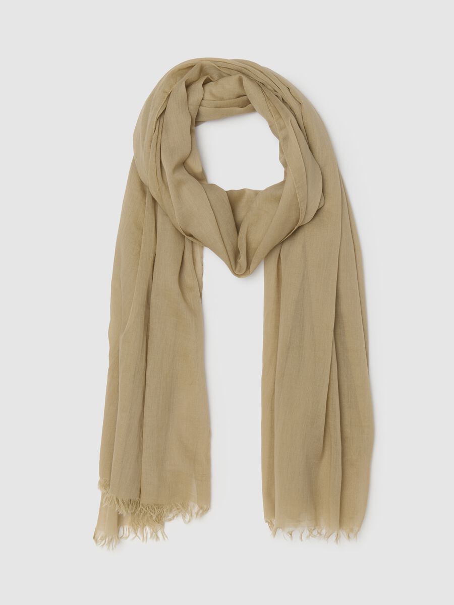 Sciarpa da uomo in puro cotone beige con frange_0