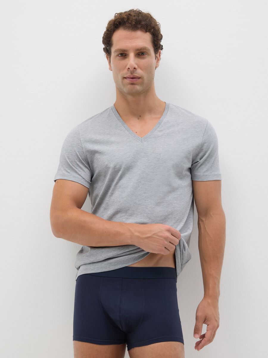 Bipack di t-shirt in cotone Supima con scollo a V profondo grigie_0