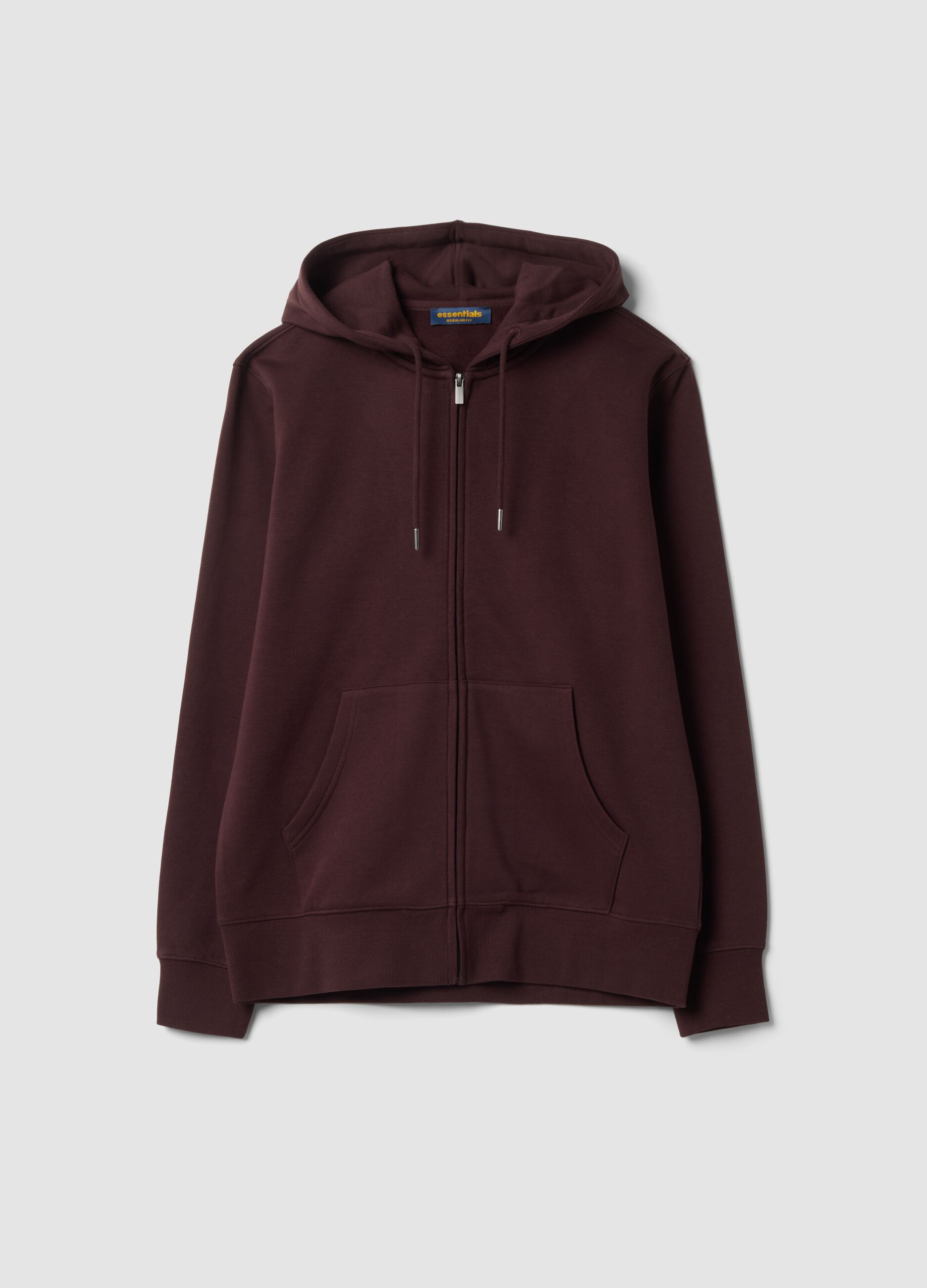 Brown cotton-blend hoodie sweatshirt with crew neck