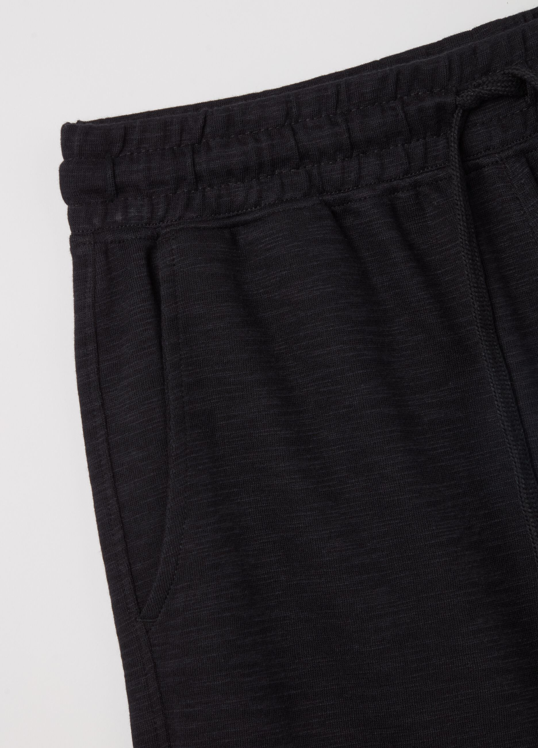 Short pyjamas in slub jersey with drawstring
