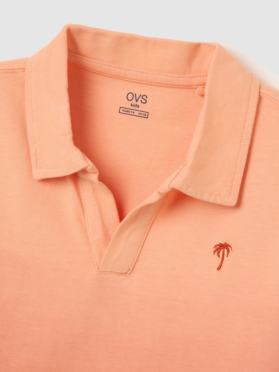 Short-sleeved polo in pure faded orange cotton_2