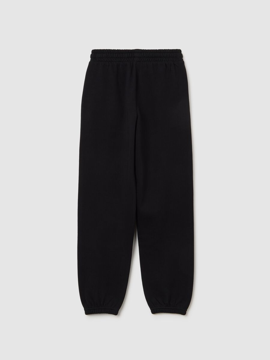 Girls' Black Cotton Jogger Trousers_1