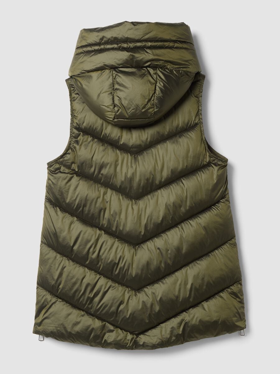 Gilet imbottito verde militare regular fit con cappuccio_2
