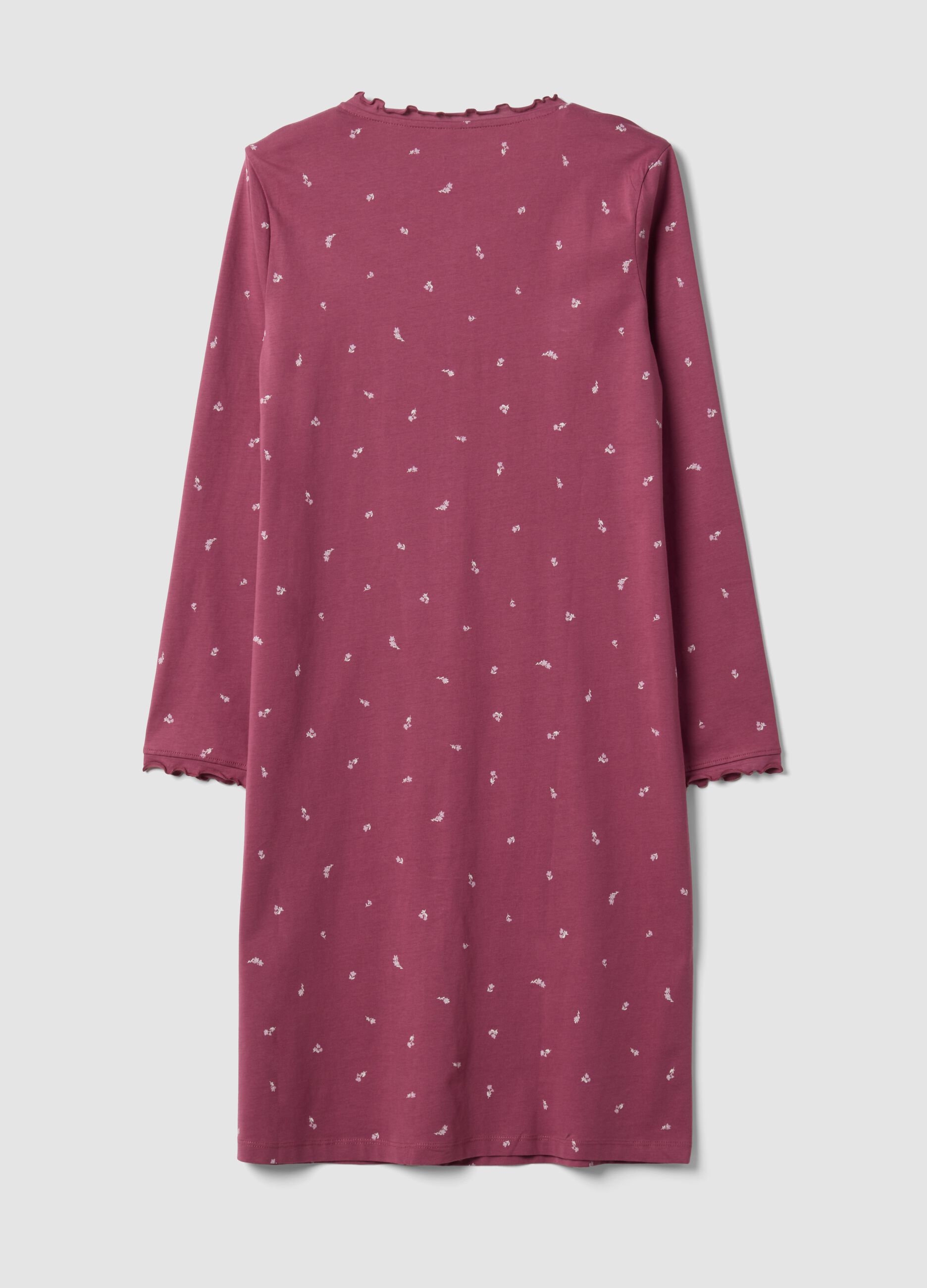Camicia da notte viola in puro cotone organico girocollo