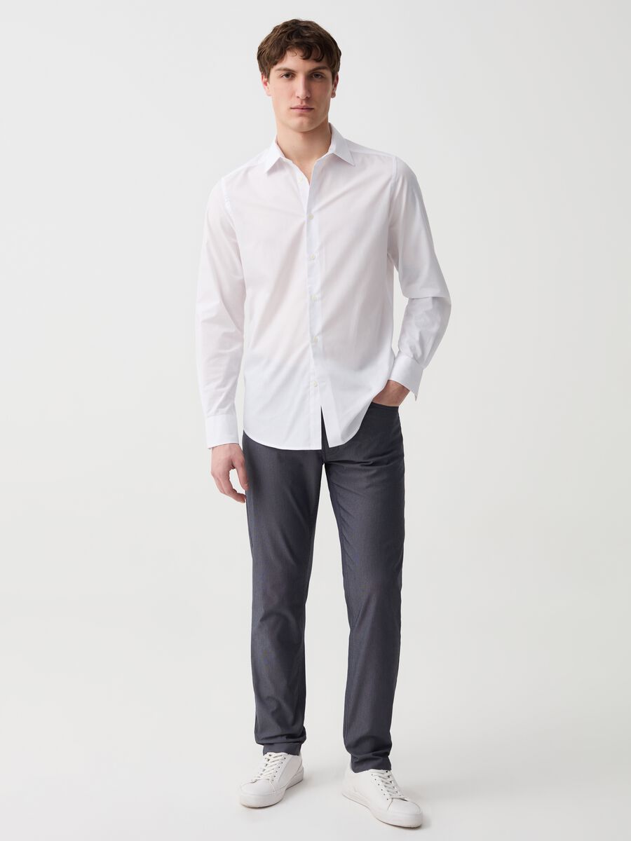 Five-pocket trousers with micro weave_0