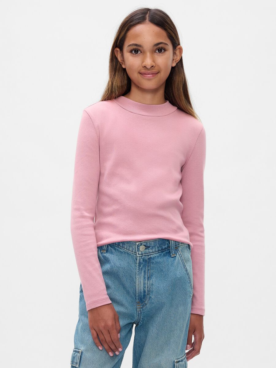 Long-sleeved T-shirt with mock neck_0