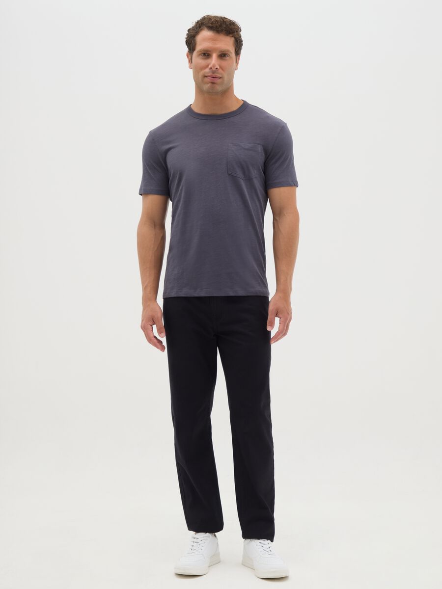 Grey pure cotton regular fit men's T-shirt with pocket_1