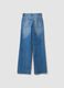 Light blue pure cotton high-waisted wide-leg denim jeans_2