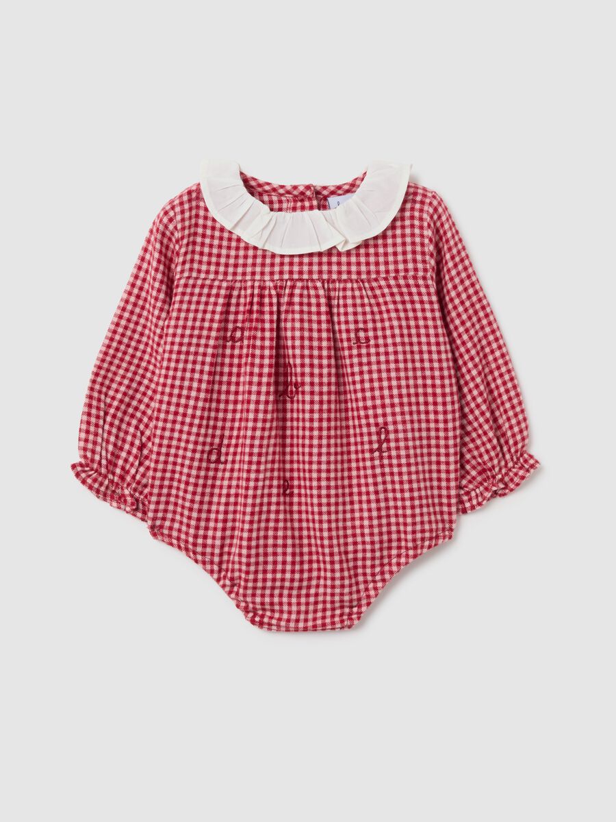 Multicolour newborn bodysuit in pure cotton with collar_0
