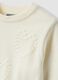 White crew-neck jumper with raised hearts, regular fit, for girls_2
