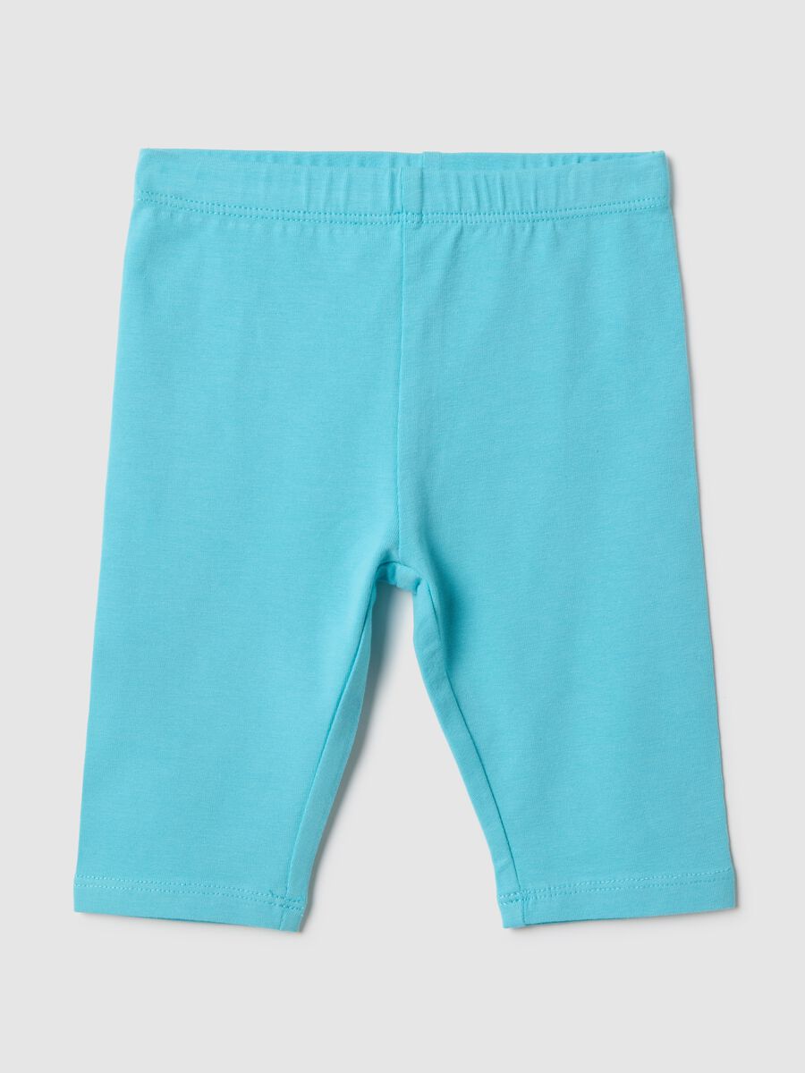 Light blue stretch cotton leggings for girls - skinny fit_0