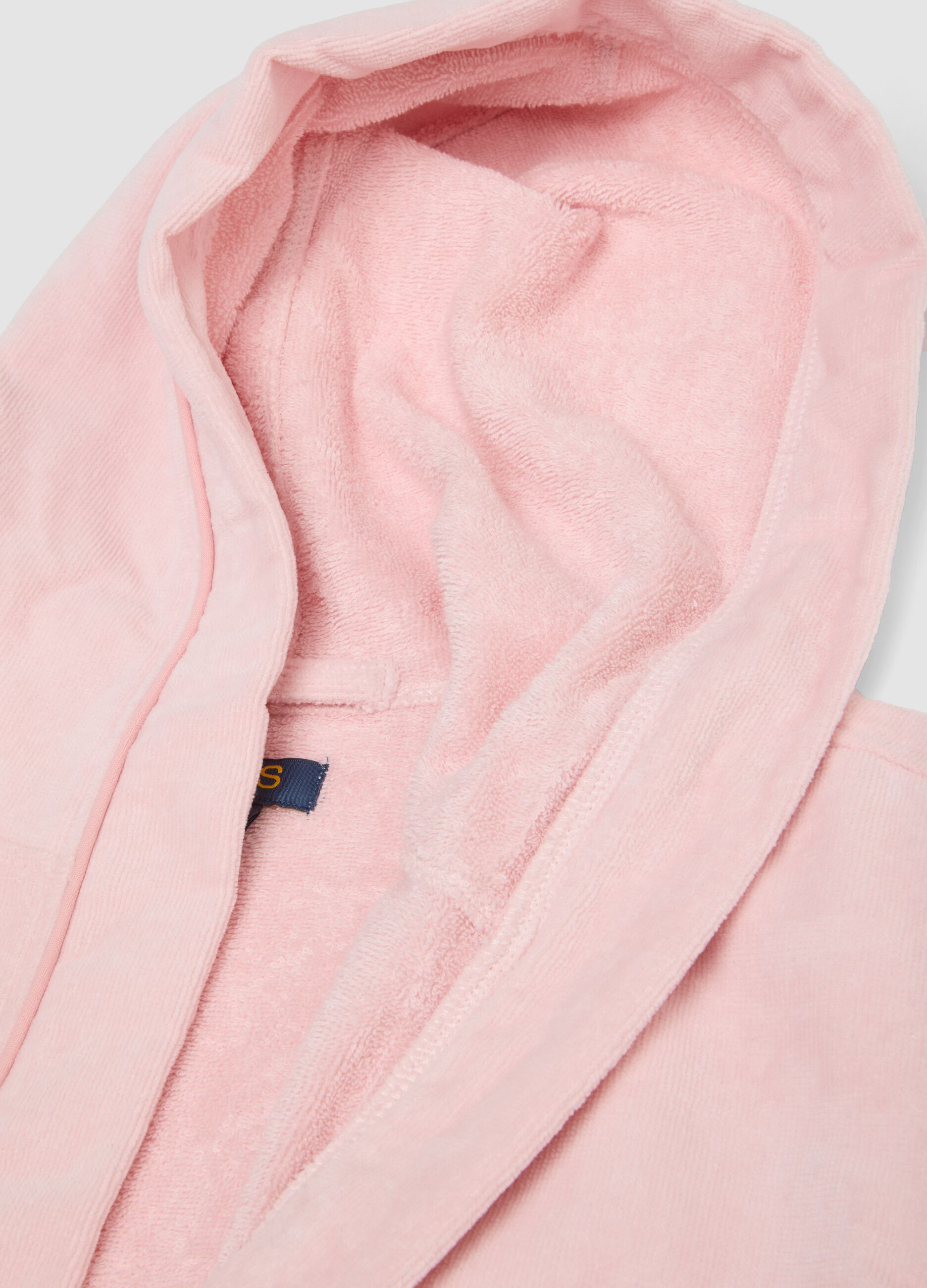 Pink organic cotton hooded bathrobe for girls