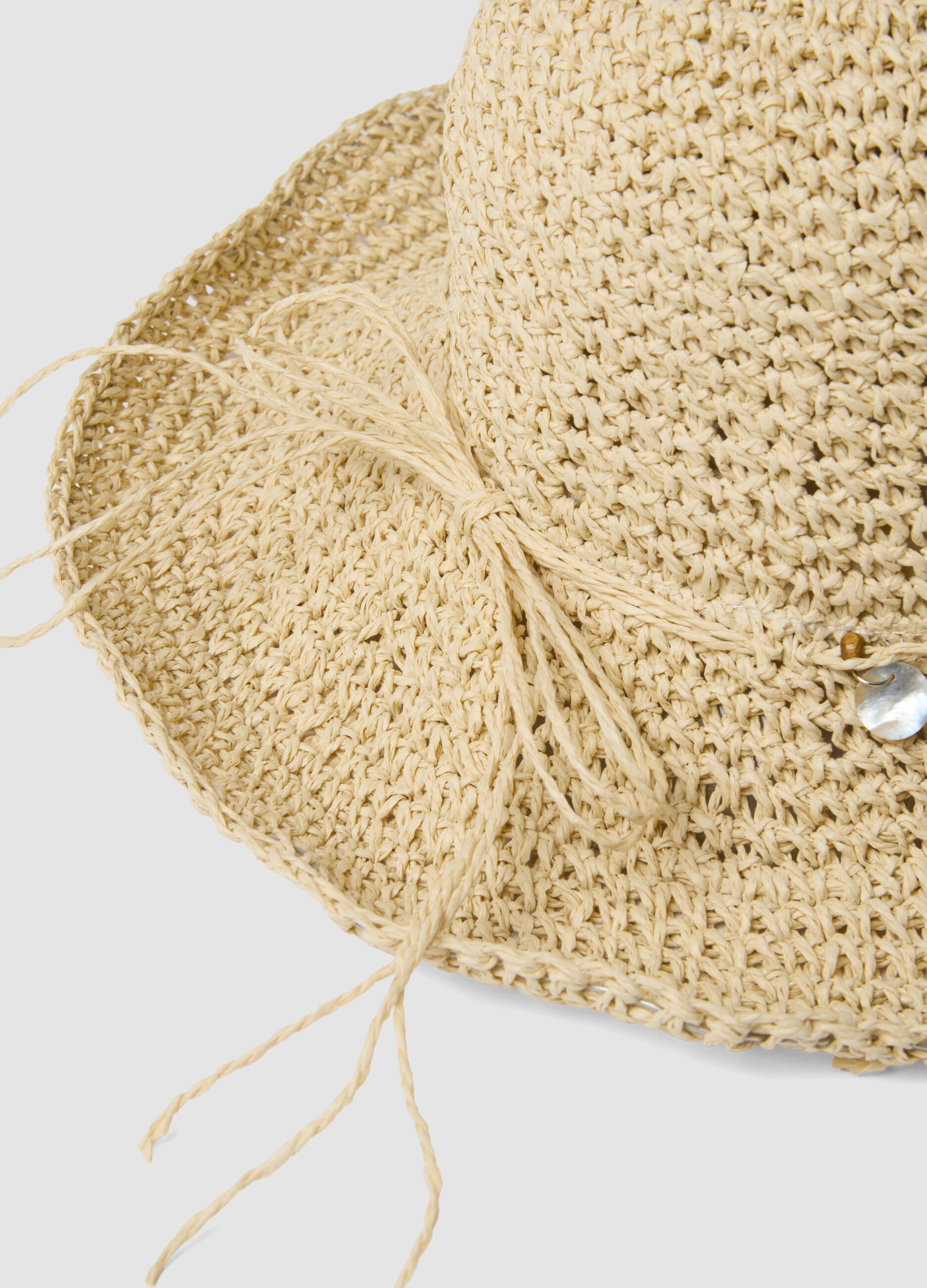 Beige cloche hat in pure paper fabric with stones