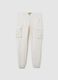 White slim fit stretch cotton blend cargo trousers_4