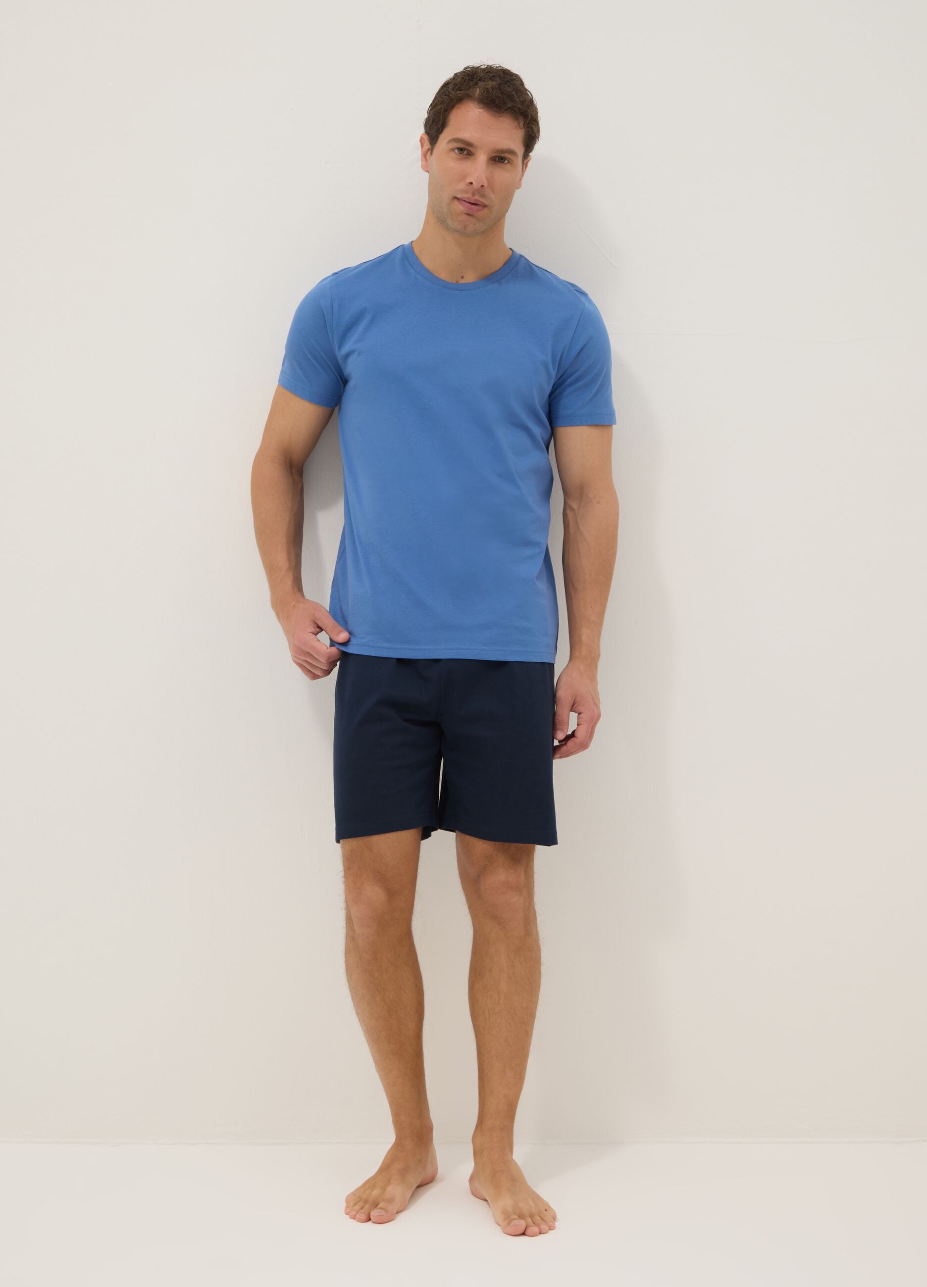 Pigiama in puro cotone organico blu regular fit