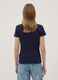 Blue stretch cotton polo shirt with open V-neck, regular fit_3