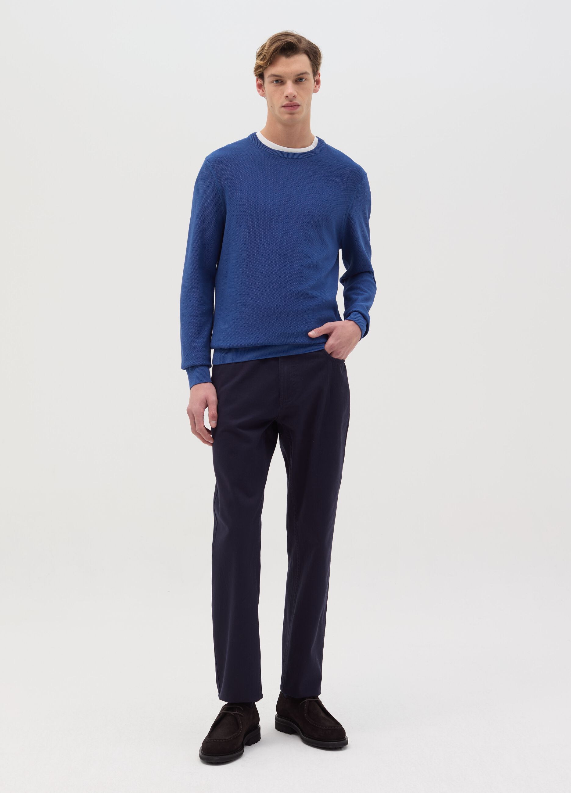 Cotton pullover with micro weave