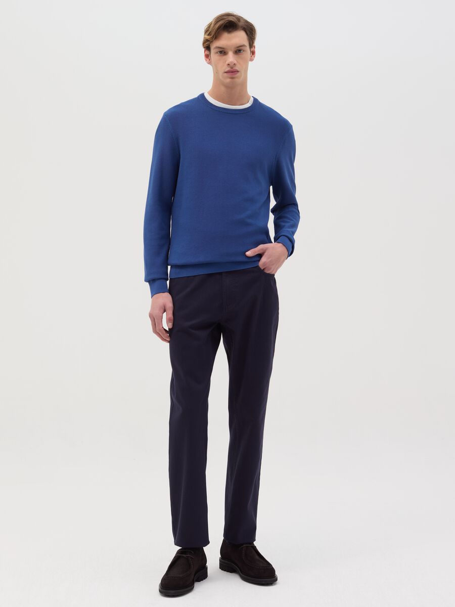 Cotton pullover with micro weave_1