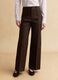 Brown regular fit straight cotton blend trousers_1