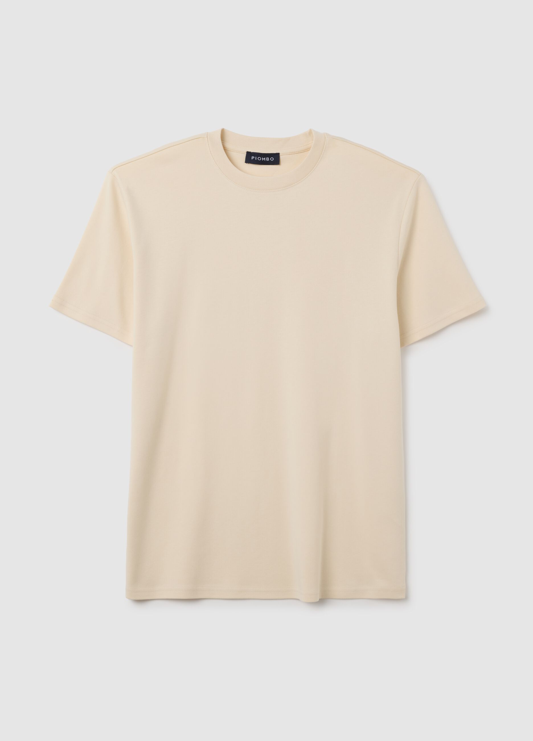 Beige pure cotton regular fit T-shirt