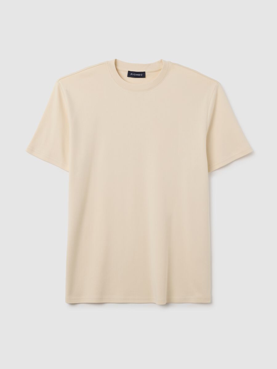 Beige pure cotton regular fit T-shirt_0