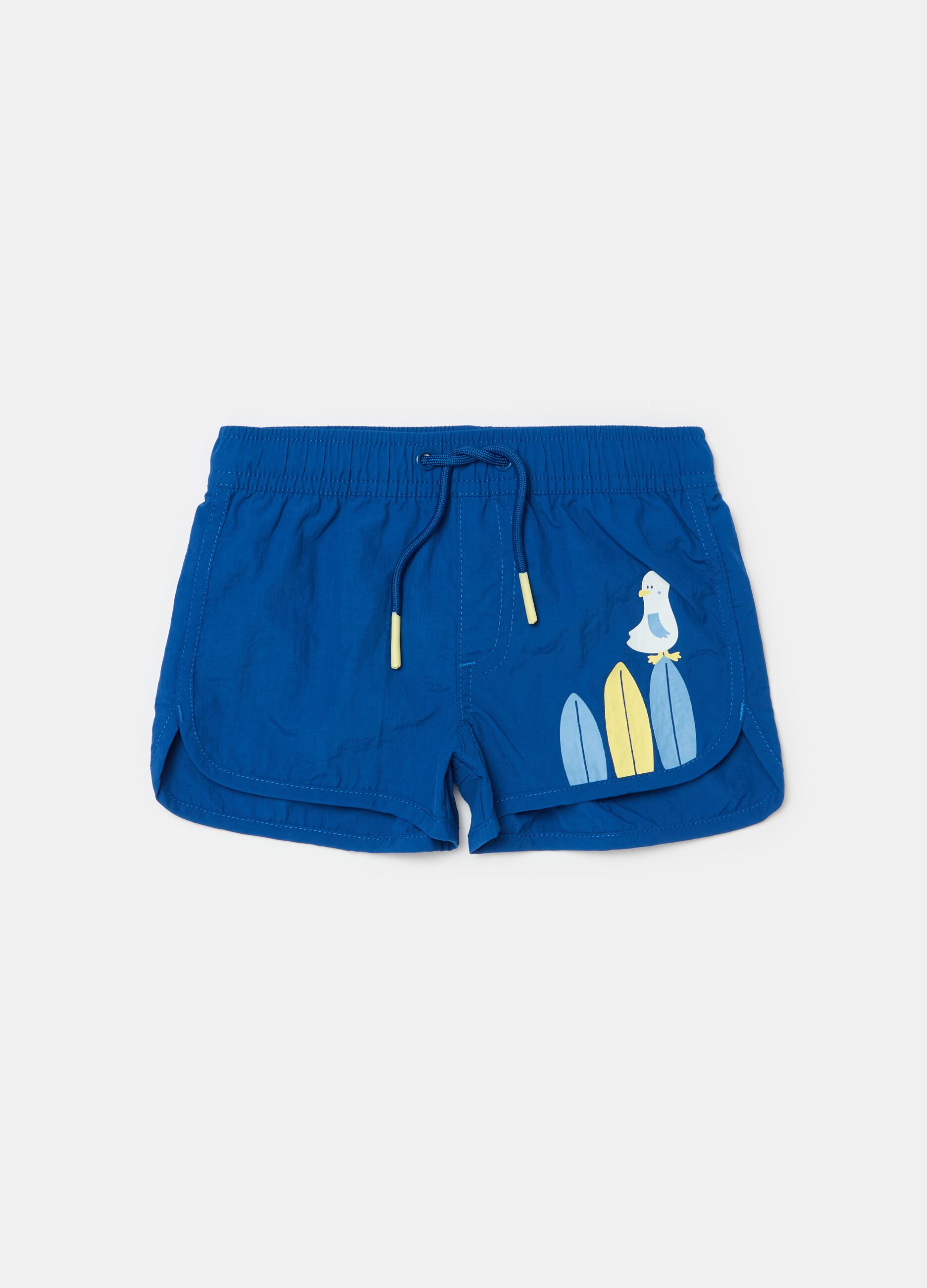 Costume boxer con coulisse e stampa gabbiano