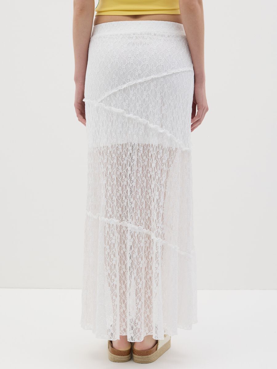 Women’s maxi skirt in white lace with regular fit_2