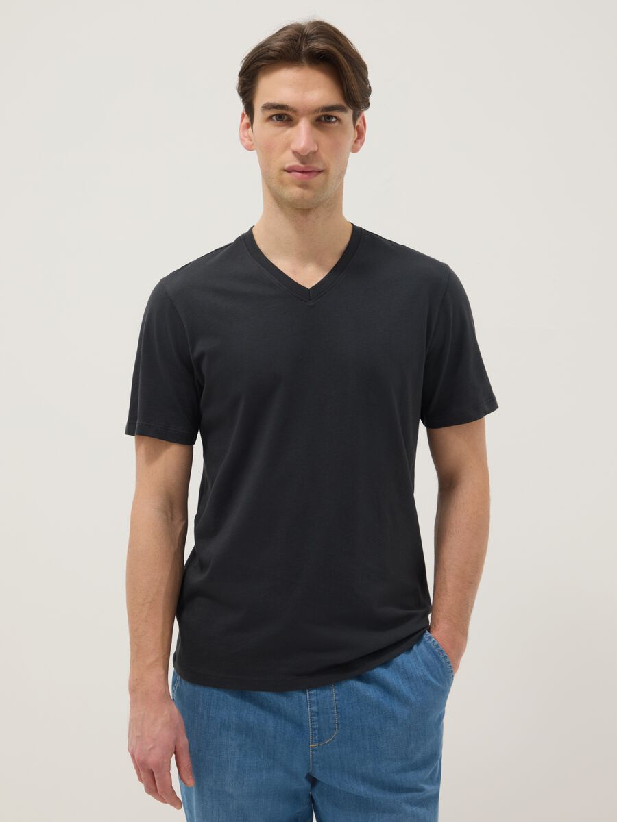 T-shirt in puro cotone nero regular fit_0