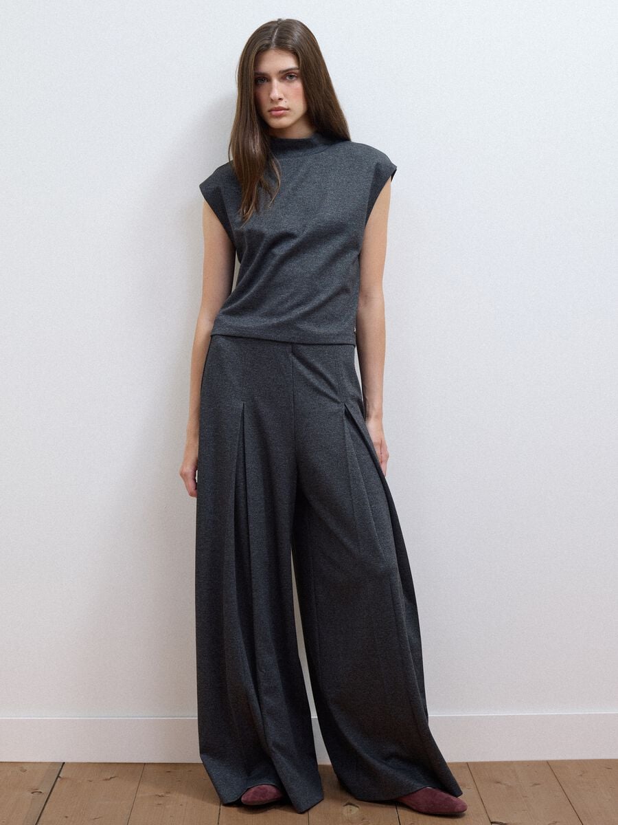 Grey stretch viscose regular-fit T-shirt_1