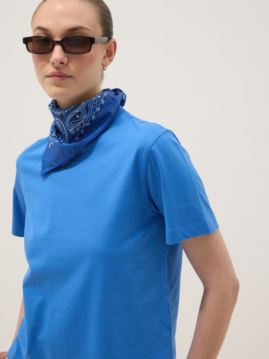 Blue pure cotton regular-fit T-shirt_0