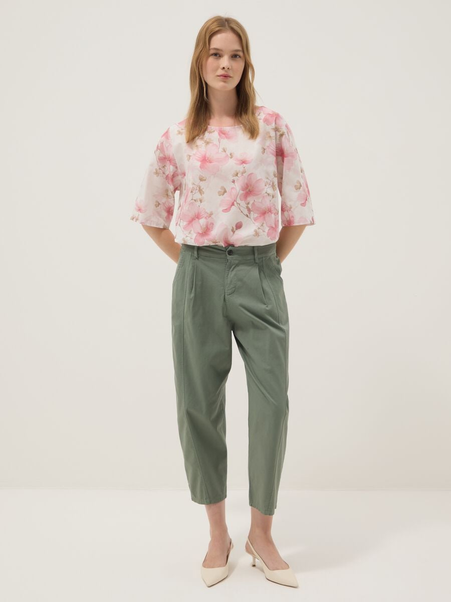Green stretch-cotton chino trousers_0