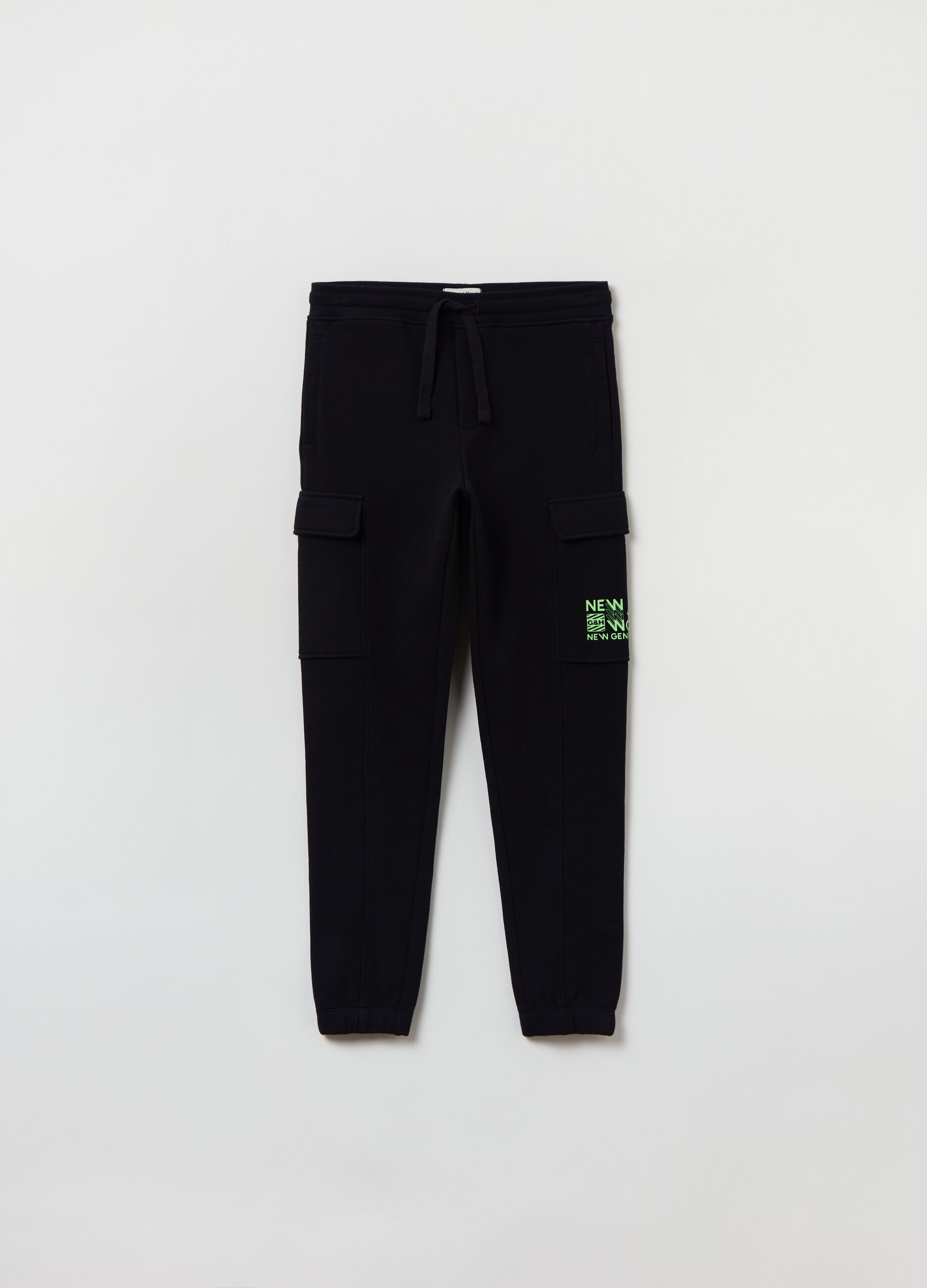 Joggers cargo in felpa con stampa _0