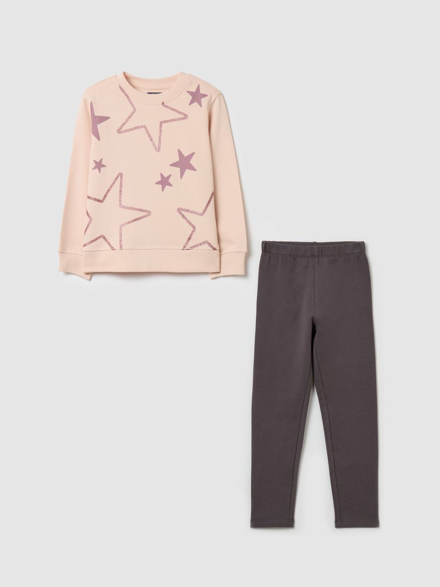 Jogging set con stampa glitterata_0