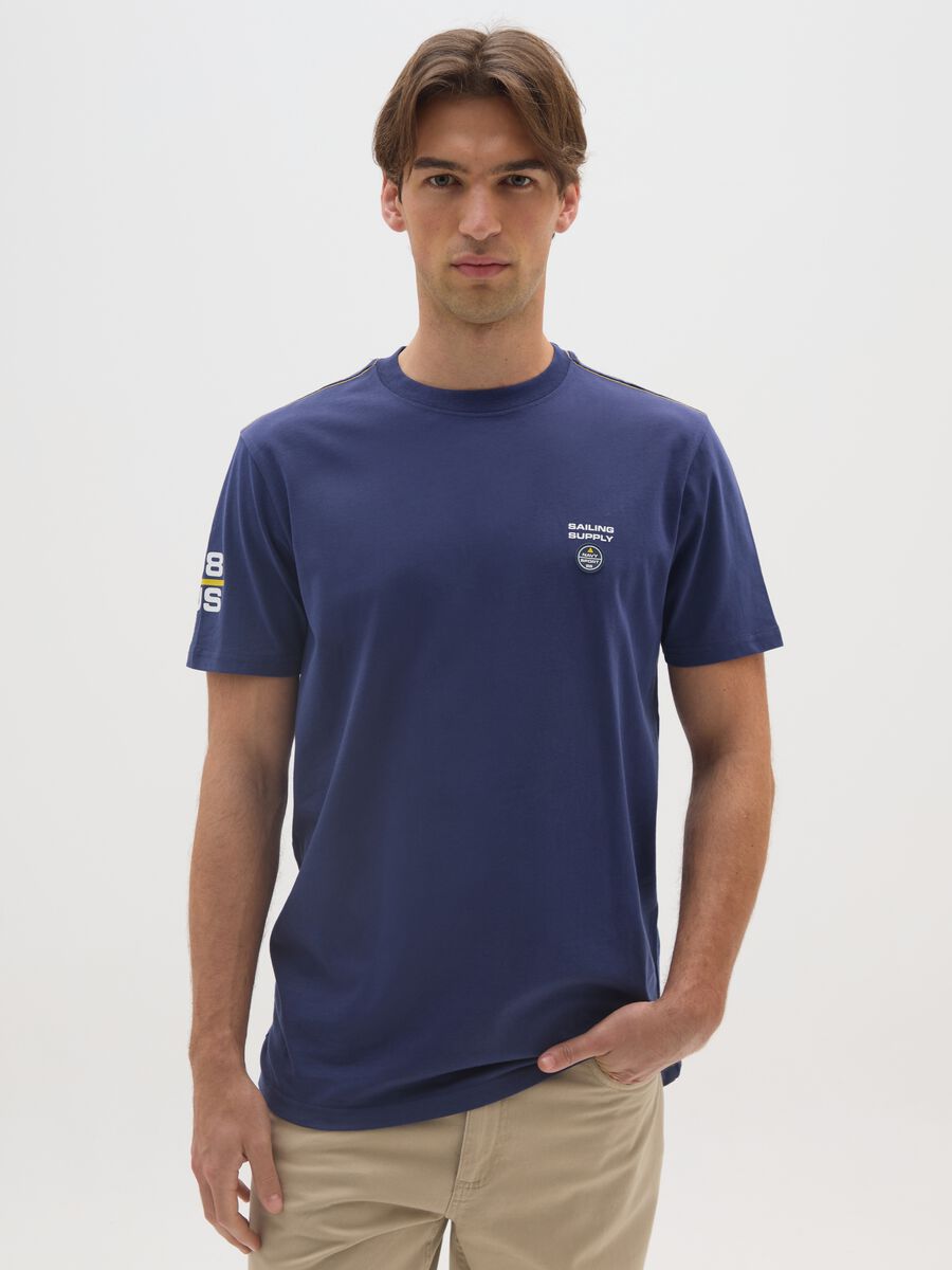 T-shirt in puro cotone blu_0