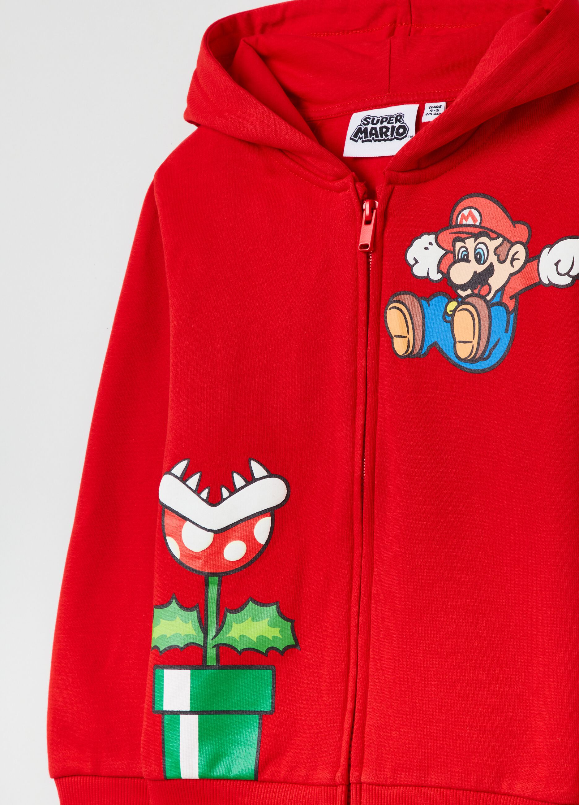 Full-zip con cappuccio stampa Super Mario