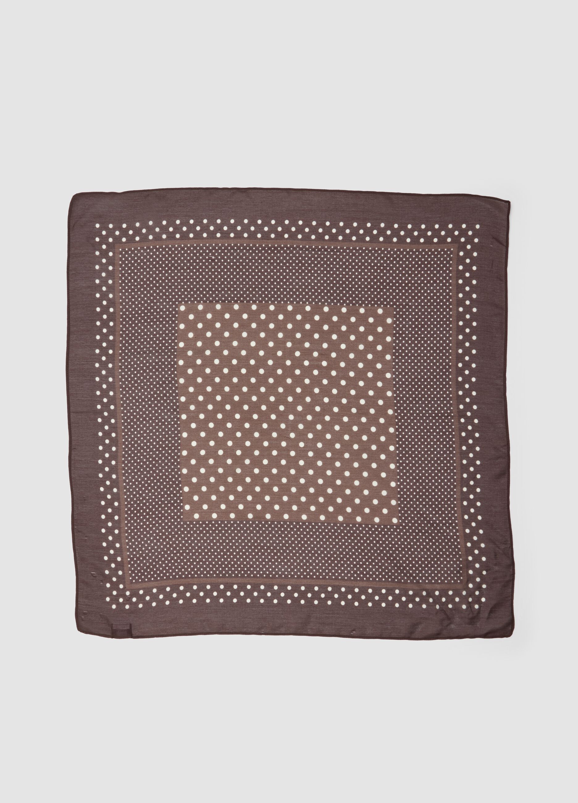 Brown polka-dot scarf in modal and silk blend