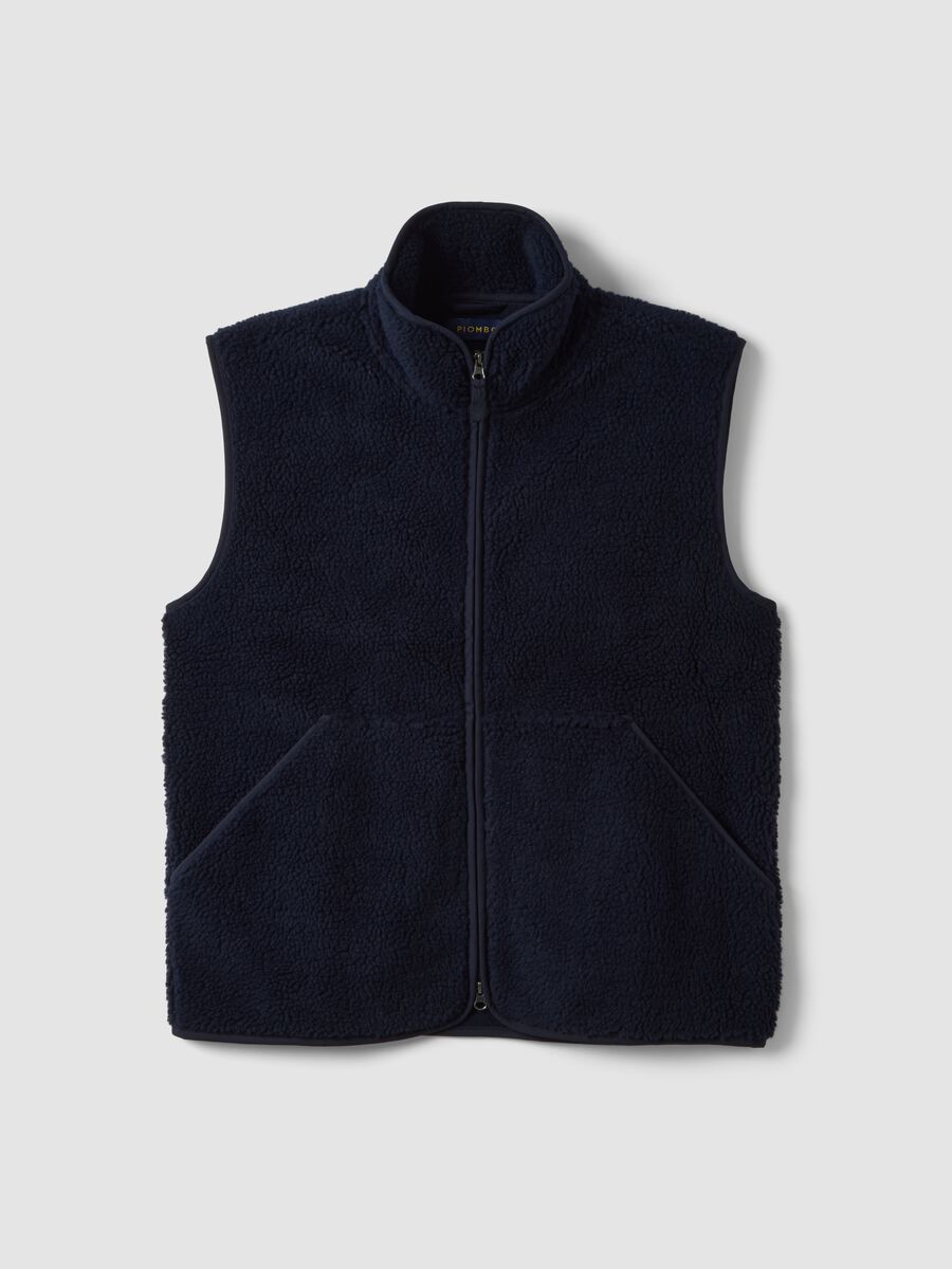 Gilet blu con colletto regular fit_4