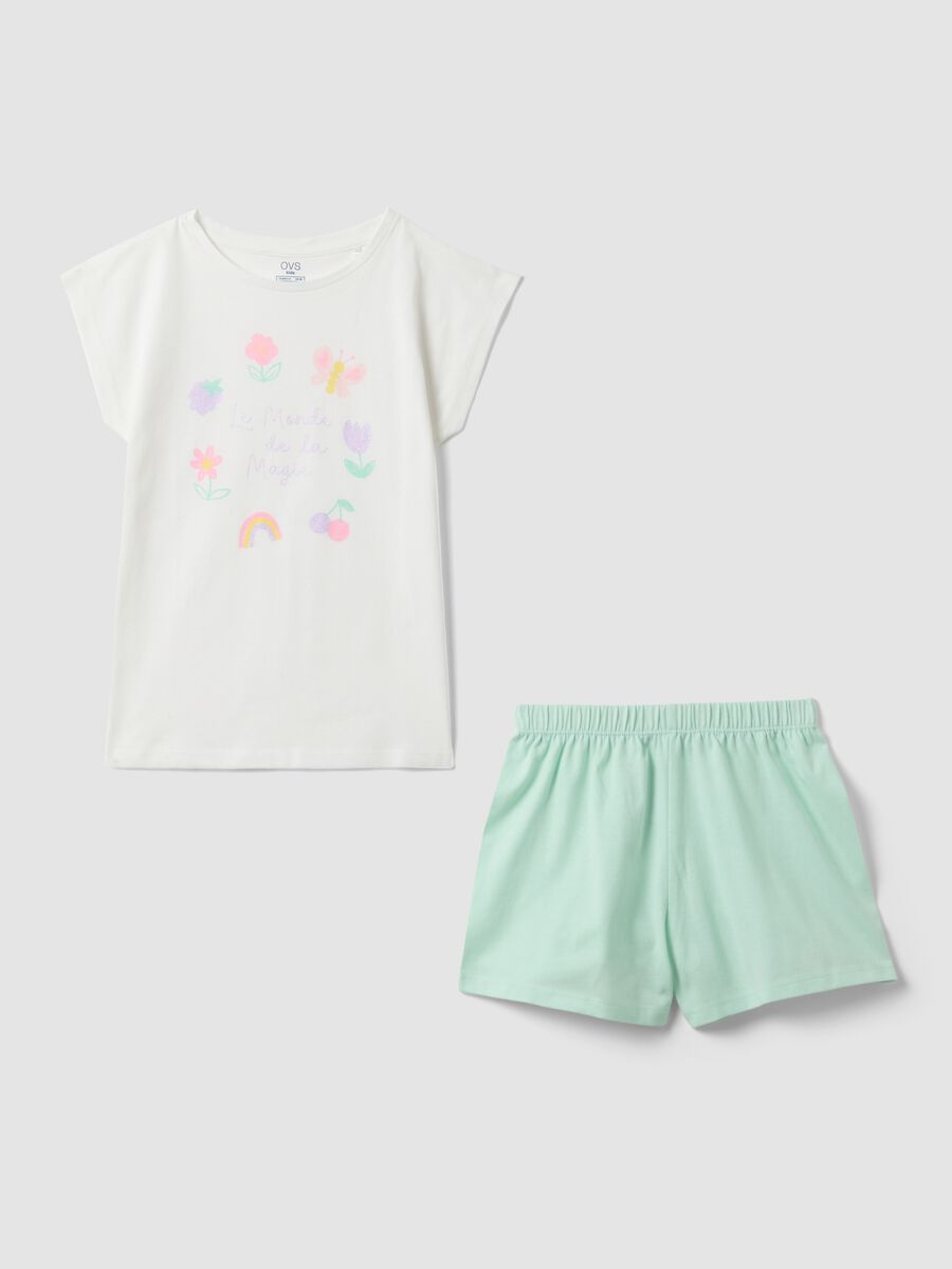 Pigiama in puro cotone multicolor da bambina regular fit con disegni_0