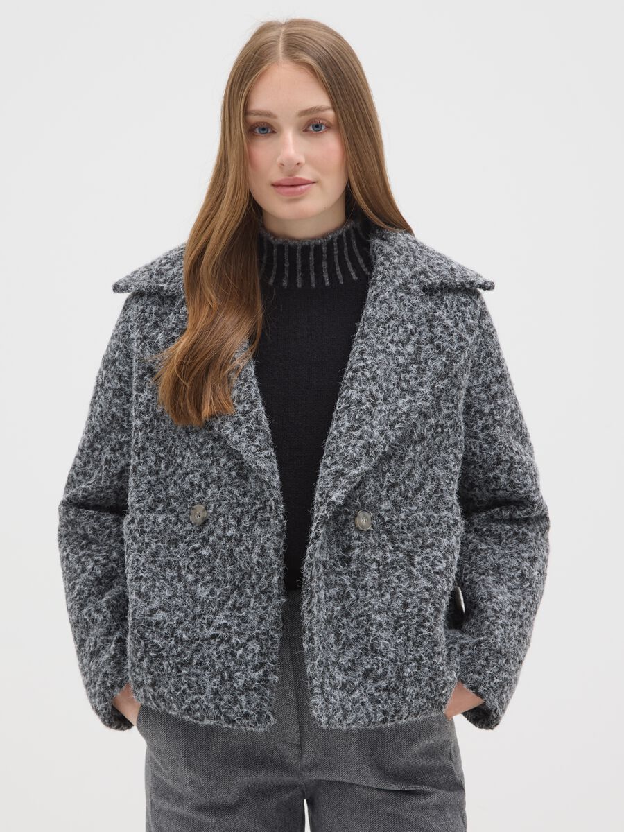 Giacca doppiopetto grigia regular fit con bottoni_0