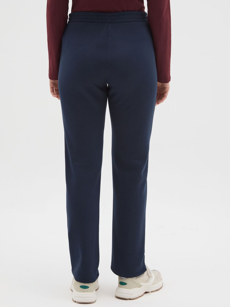 Pantaloni in misto cotone blu regular fit con vita elasticizzata_2