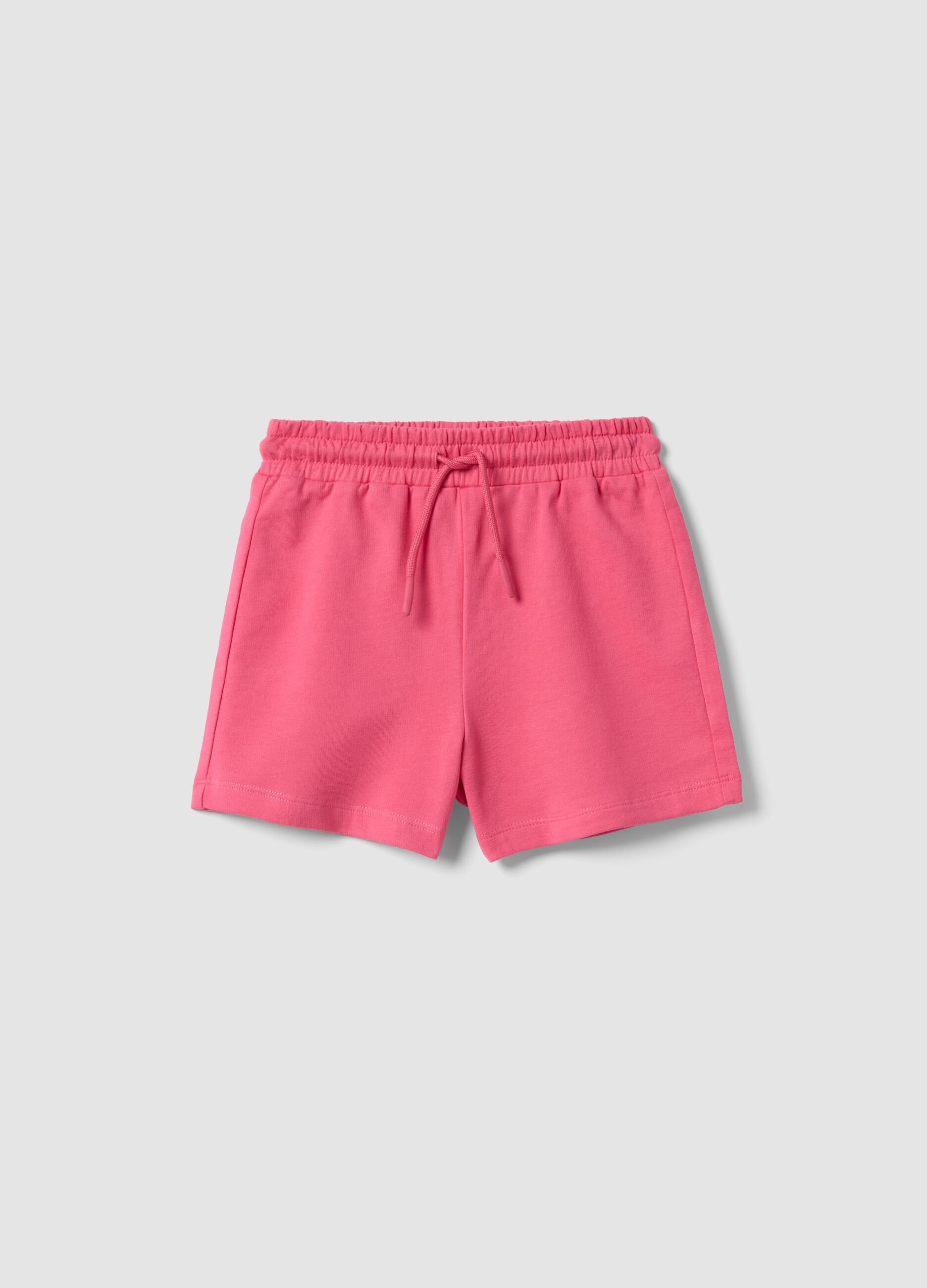Girls&rsquo; pink pure cotton shorts, regular fit