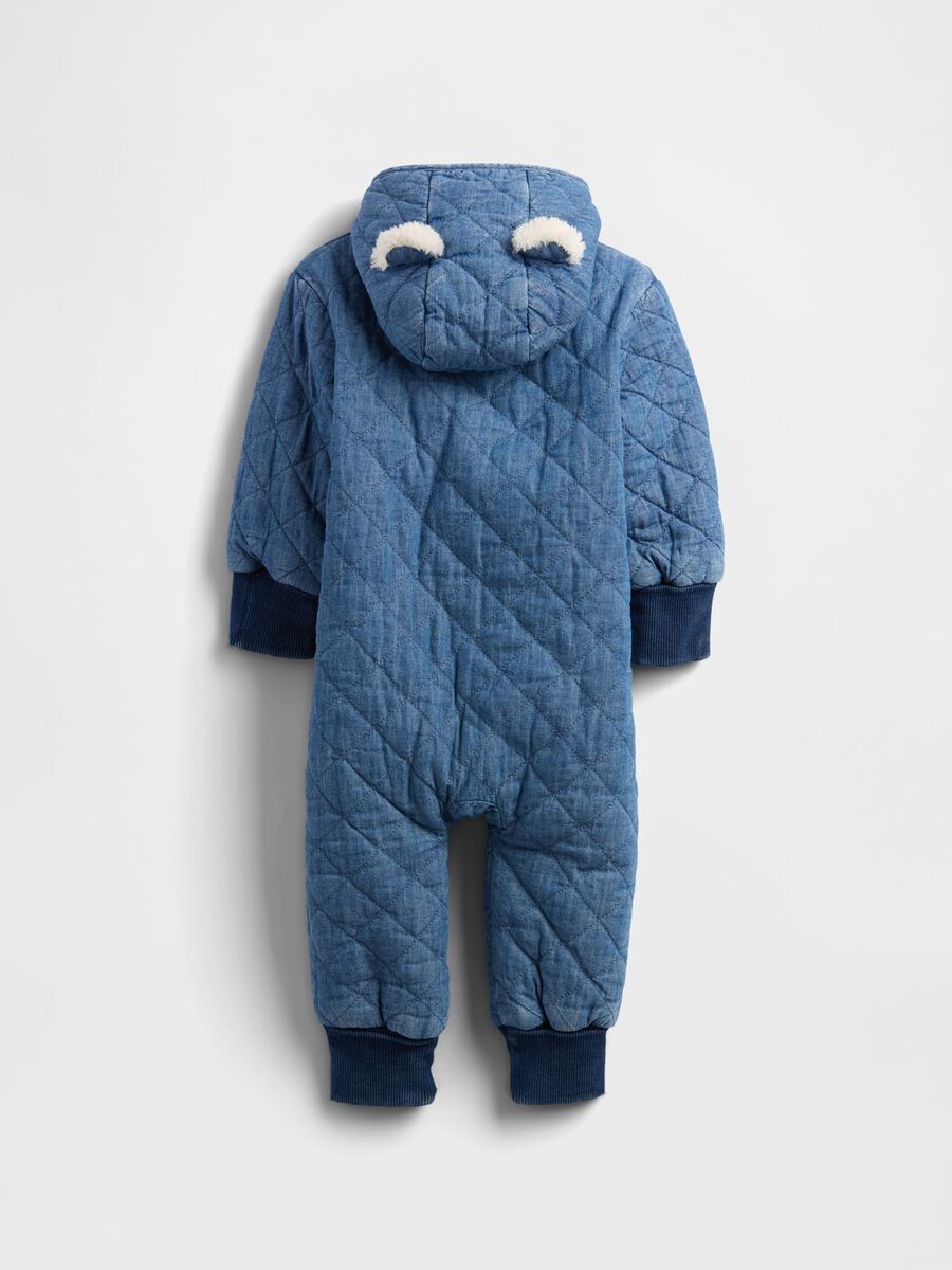 Padded denim romper for babies_1
