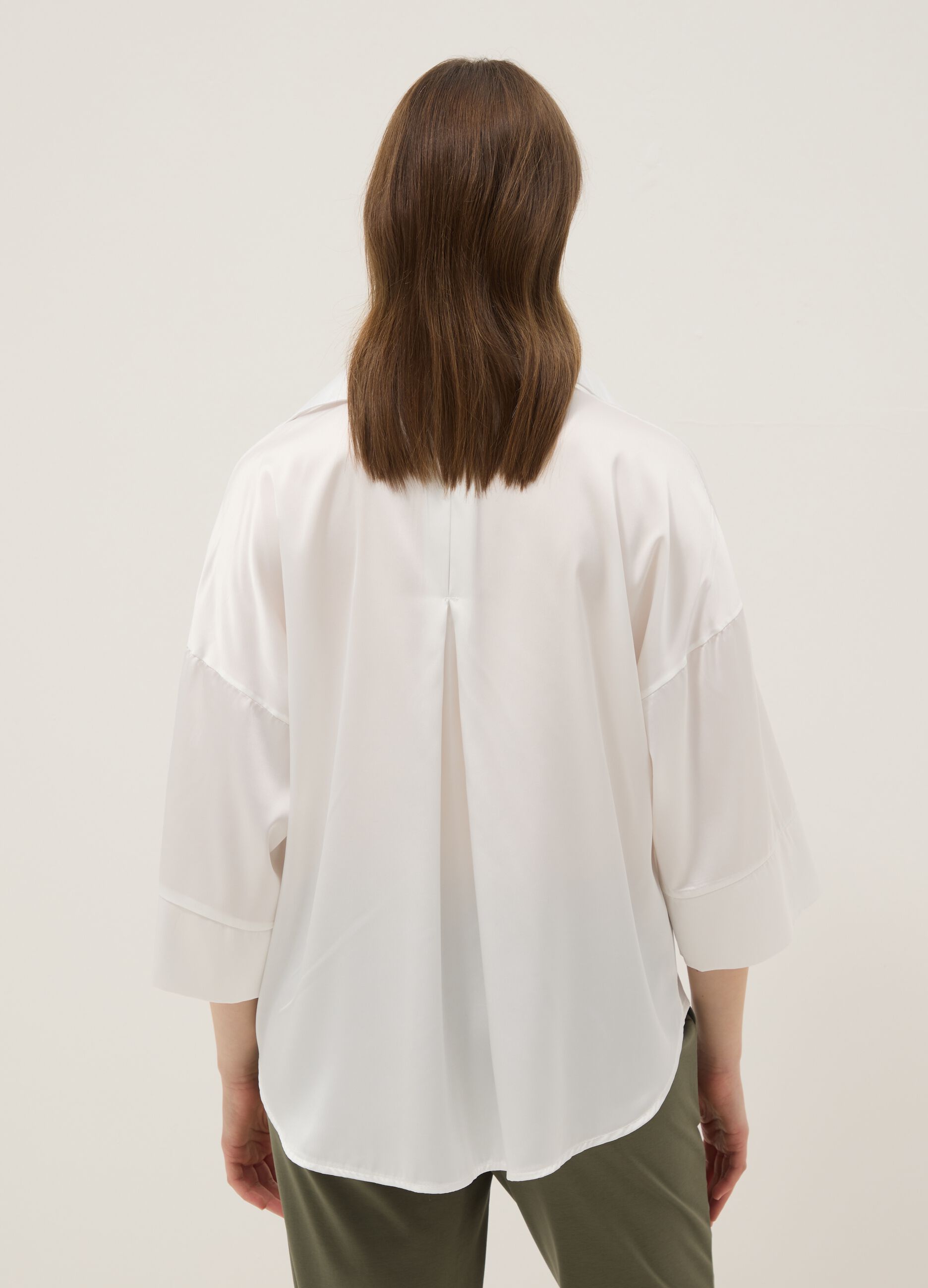 White Satin Blouse Regular Fit