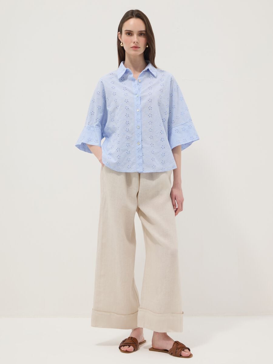 Beige pure linen regular-fit trousers_0