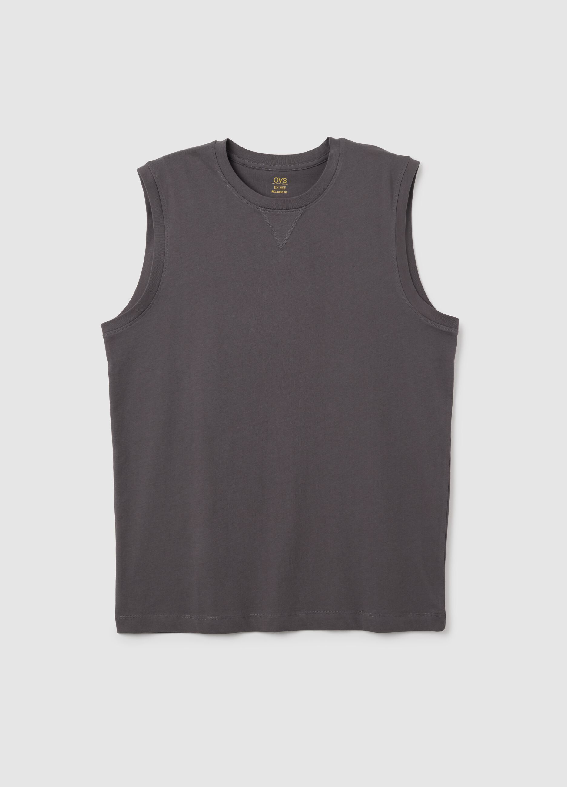 Men's grey pure cotton tank top regular fit