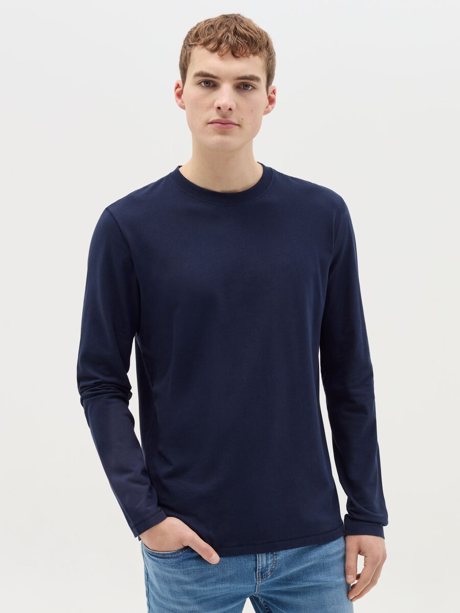 Long-sleeved T-shirt in stretch cotton_0