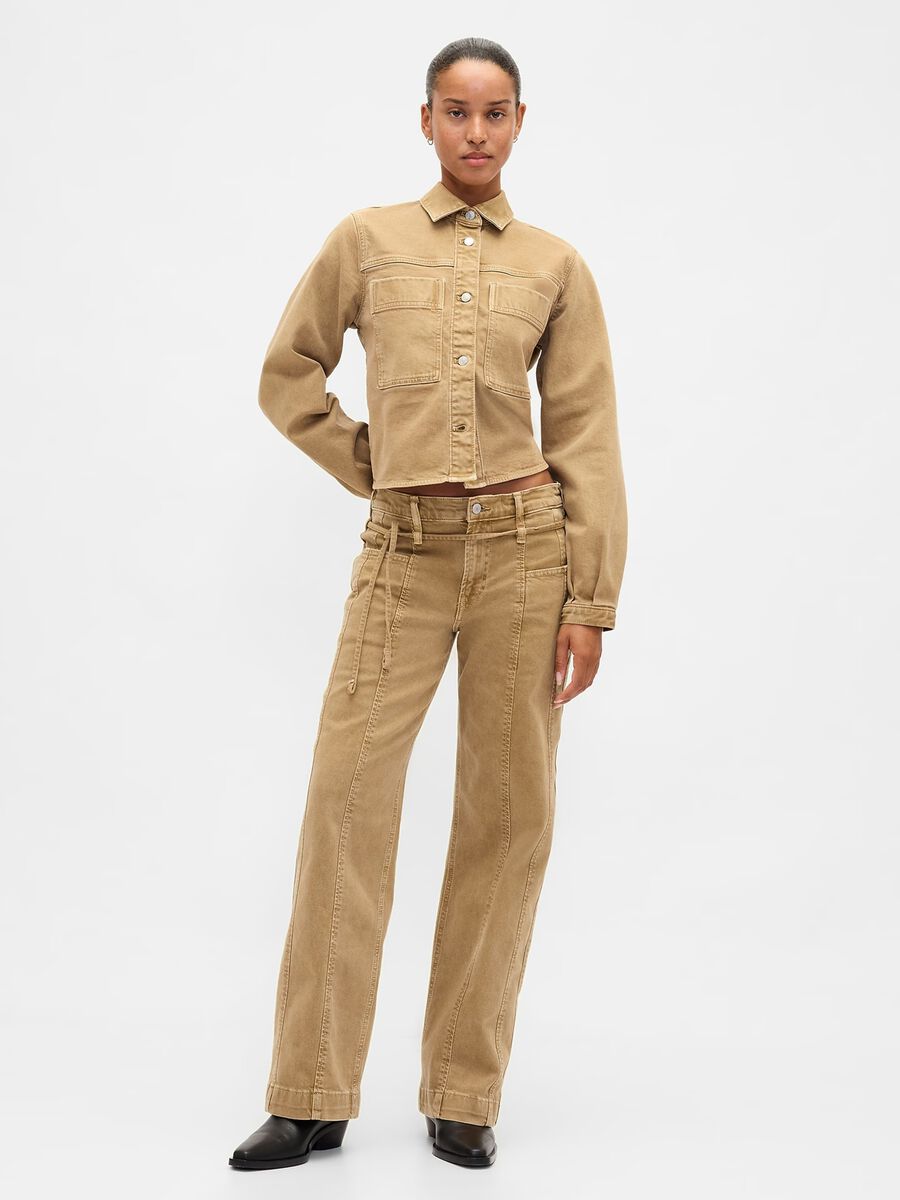 Beige Stretch Denim Trousers_0