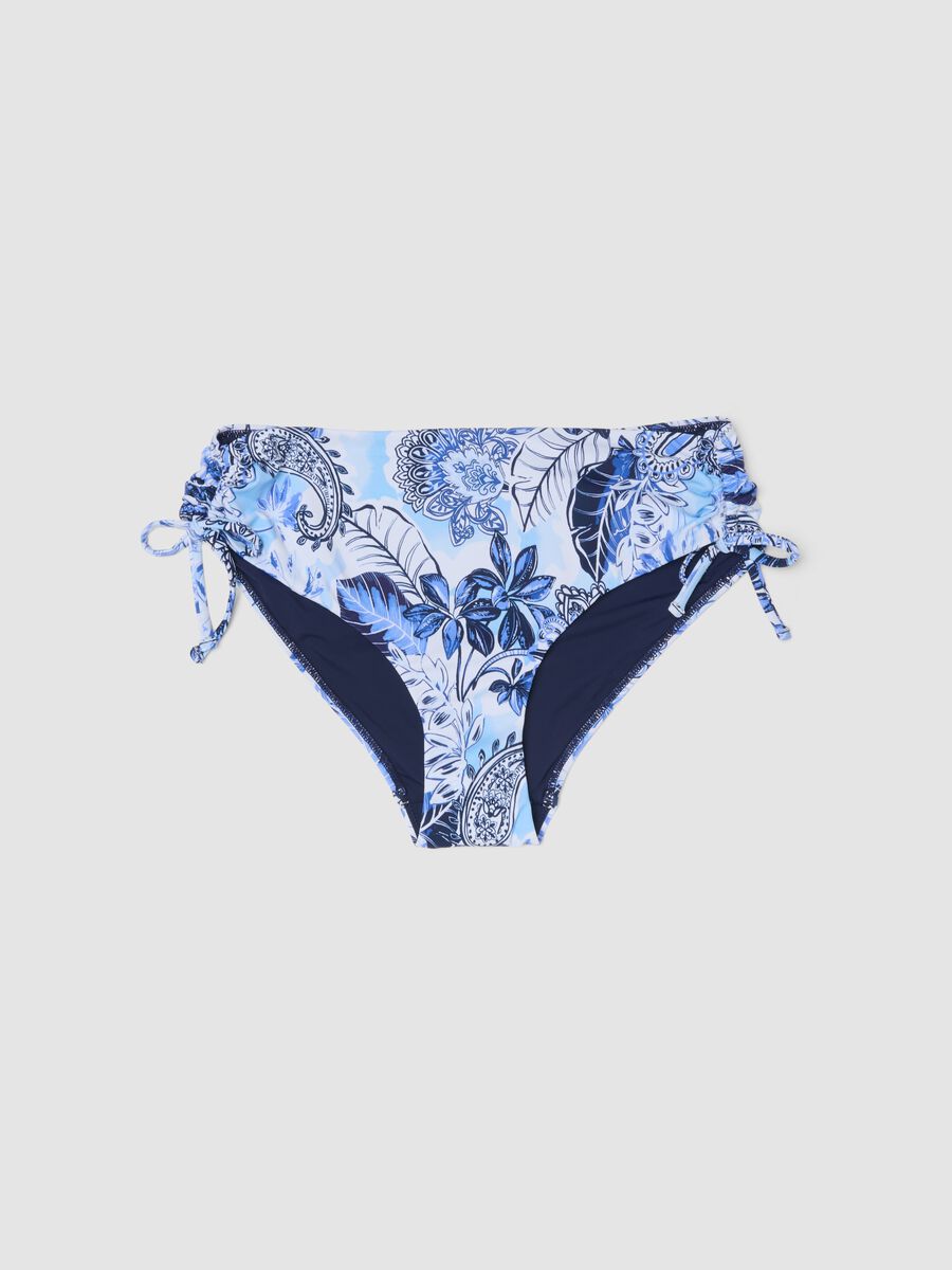 Slip bikini azzurro in tessuto elasticizzato con laccetti laterali_4